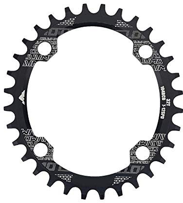 Plato de Bicicleta Plato Ancho Estrecho de aleación de Aluminio Anillo de Forma Ovalada 32T/34T/38T BCD 104mm para Bicicleta de una Sola Velocidad(34T)