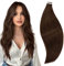RUNATURE Tape Extensions Echthaar Braun Menschliches Haar 55cm Lang Extensions Echthaar Tape Braun Tape in Extensions Echthaar Braun Haarverlängerung #4 20 Stück 50g