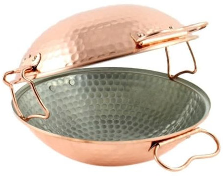 Mali’s C20020 – Cataplana, Sauteuse, Wok en cuivre martelé intérieur étamé – Four, Tous Feux sauf Induction, Ø 33cm