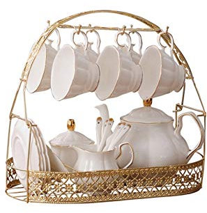 Juego de té Tetera cerámica con remojo de acero inoxidable removible Estante de almacenamiento estilo moderno estilo de té de lujo adecuado para flor de café y té de fruta Juego de té portátil