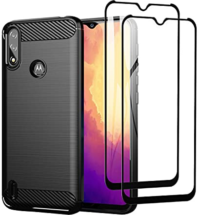 SCL Funda Moto E7 Power + Protector de Pantalla para Motorola E7 Power Funda + Protector de Pantalla Moto E7 Power Cristal Templado [2 Pack] + Funda, Funda Protectora TPU Antiarañazos, Antihuellas