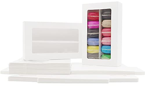 La Llareta Macaron Box, 25 Stücke Cookie Dessert Party Verpackung Box, Muffin Box, mit Klarem Fenster, für Donuts, Mini Cupcakes, Kekse, Muffins, Macarons
