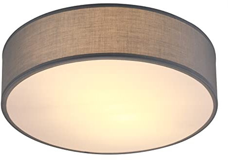 MONZANA® Deckenlampe Stoff Wohnzimmer Schlafzimmer E27 Grau 30cm Rund 1-Flammig 40W Lampe Flur Küche Deckenstrahler Deckenleuchte Stoffdeckenlampe