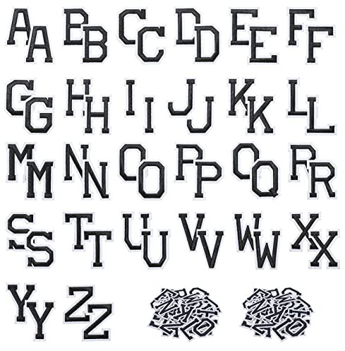 MAZYPO 52 PCS Iron on Letters,Embroidered or Sew on Applique Alphabet A-Z Decorative Repair Patches for Clothes, Hats, Jeans, Bags and Shirts. (Black)
