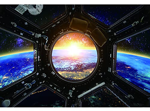 Aoihrraan 1,5x1m Raumschiff Fensteransicht Hintergrund Mondoberfläche Galaxie Weltraum Science Fiction Fotografie Hintergrund Jungen Geburtstagsfeier Kinder Erwachsene Astronaut Fotorequisite