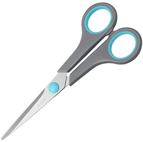 Asdirne Schere, Edelstahlklingen, weicher Griff, geeignet für Haushalte, Büros und Schulen, Allzweck, Blau/Grau, 16,2 cm
