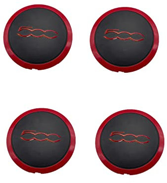 4X Nabendeckel Felgendeckel Radkappe Radnabendeckel mit Chromrand für F-i-a-t 500 51884863(Rote Grenze)