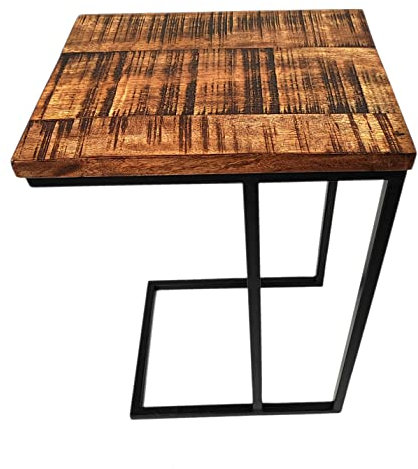 Mango Holz Couch-Tisch braun schwarz 44 x 60cm Natur Beistelltisch Deko Nachttisch