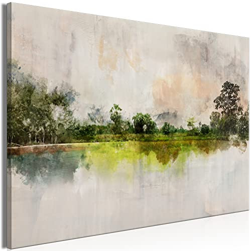B&D XXL - Wandbilder XXL Wald 120x80 cm Leinwandbild 1 tlg Kunstdruck modern Wanbilder XXL Wanddekoration Design Wand Bild Landschaft Panorama Forst Bäume Natur wie gemalt b-C-10314-b-a