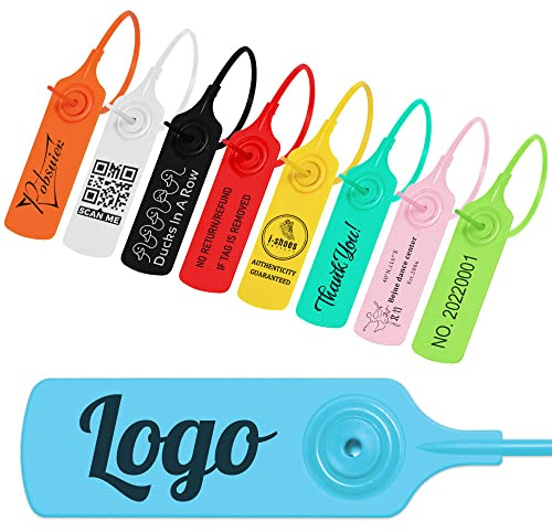 Pobsuier® 100 Plomben Personalisierte Anhänger aus Kunststoff Personalisiert Etiketten mit Firmenlogo oder Text für Kleidung Schuhe 200mm