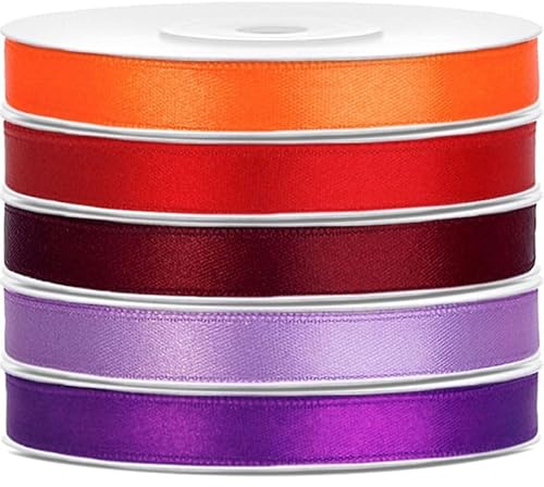 Satin Geschenkband 6mm 5 Farben je 25m lang orange rot weinrot fuchsia lila Schleifenband Geschenkverpackung Geburtstag Hochzeit Weihnachten