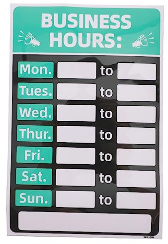 STOBOK Cartello Orario Apertura Aperto Chiuso Cartello Orario Orario Di Lavoro Adesivi Orari Di Apertura Cartelli Adesivi Aperto Chiuso Cartelli Per Porta Vetrina Negozi Ristoranti Bar