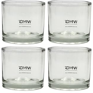 Dekohelden24 Windlichtglas/Teelichtglas im 4er Set, klar/transparent aus Glas, schlicht und elegant, Größe: H/Ø ca. 8 x 9 cm