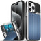 VENA vCommute for iPhone 15 Pro Max Wallet Case, [Military Grade Drop Protection] Flip Leather Cover Card Slot Holder with Kickstand - Blue