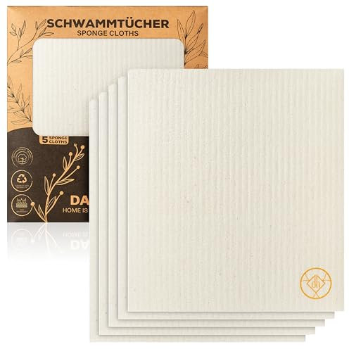 DANIHOME® Paños de esponja | Sostenibles | Reutilizables, Lavables | Aplicación versátil para cocina, coche, jardín | Alta absorción con elegancia elegante | Perfecto para cualquier hogar