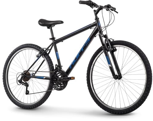 Huffy Stone Mountain Mens 26 Inch Mountain Bike, Matte Black Frame, 21-Speed Shimano Twist Shifting, Front Suspension, Comfort Saddle | 20/24/26 Sizes, 6-21 Speeds, Dual Suspension Available |
