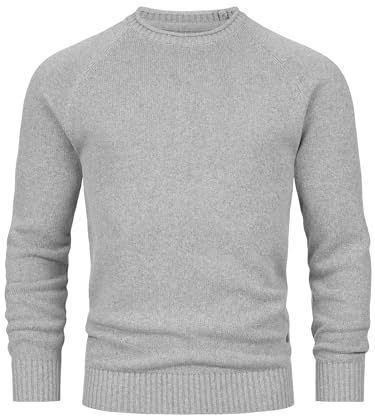 Indicode Herren INMassum Strickpullover Cardigan mit Rundhals-Ausschnitt | Klassischer Feinstrickpullover aus weicher Baumwolle, Strickpullover, Herrenpullover, Freizeitpullover, Pullover für Männer