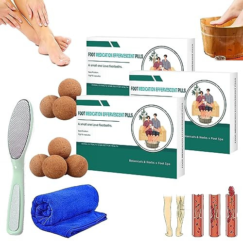 Foot Medication Effervescent Pills, Essential Oil Footbath Effervescent Tablets, Foot Bath Soak Relax Massage, Herbal Body Detox Foot Soak (3Boxes)