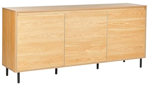 Modernes 3 Türiges Sideboard Highboard Helles Holz Metall Schwarze Beine Aufbewahrungsschränke Nikea