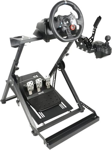 Anman Racing Wheel Stand X Stand Racing Simulator Fit For Logitech G25 G27 G29 G920 G923 Thrustmaster T150 (pro) t-gt T80 t300rs (GT) T300 t500rs,Ferrari Wheel Shifter and Pedal NOT Included