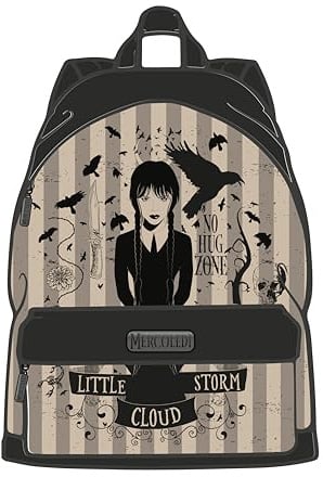 Seven SpA Rucksack Freizeit Backpack - Mittwoch Addams, Schwarz, Taglia unica, Rucksack