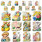 24 Stück Ostern Vintage Holz Ornament Set Osterhase Ei Hängende Ornamente Retro Ostern Kaninchen Ente Holzschilder mit Seil Dekor für Osterbaum Bauernhaus Party Supplies Dekor