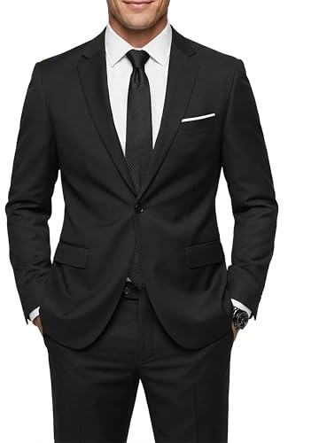 MY'S Men's 2 Piece Suit with Tie, Slim Fit Solid COLOR Jacket and Pants Set