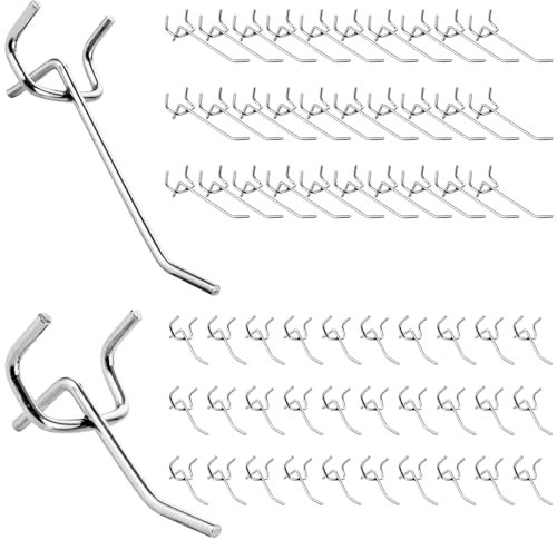 CYEER Pack of 60 Perforated Wall Hooks, Hole Wall Hooks, Tool Wall Hooks, Pegboard Accessories Hooks, Hooks for Hanging on Tool Walls, Shelves, Garage, Workshop, 10 cm and 5 cm