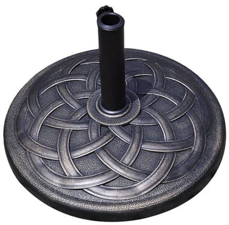 SFAREST Resin Garden Parasol Base, 14KG/18KG/20KG/23KG Heavy Duty Patio Umbrella Stand Weight, Round Umbrella Sunshade Holder, Fit Parasol Poles of 38MM/48MM (20KG, 55 x 55 x 35cm, without Wheels)