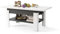 All4All Couchtisch Rino - Kaffeetisch - Wohnzimmertisch mit Ablage - Sofatisch - ausziehbar bis 170cm - höhenverstellbar - 130x65cm - 05 - Weiß + Anthrazit