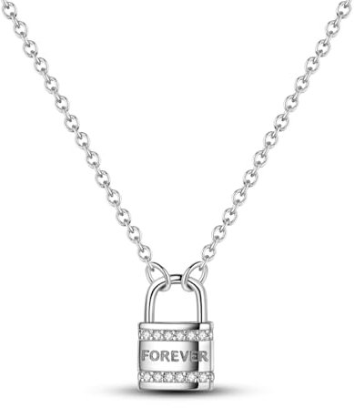 NARMO 925 Halskette für Frauen Sterling Silber für Immer Love Lock Anhänger mit Kette Halskette