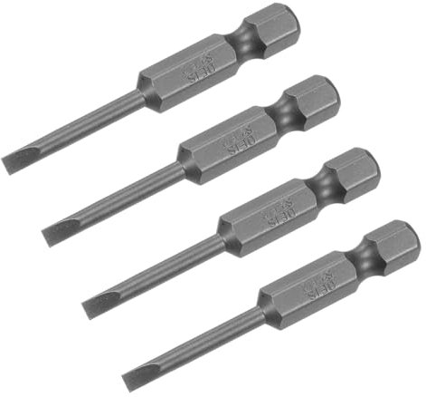 sourcing map 4 Pcs Slotted Screwdriver Bits 3mm 2 Length 1/4 Hex Shank Magnetic Flat Head Drive Bit Holder for Power Screwdriver Drill Impact Driver