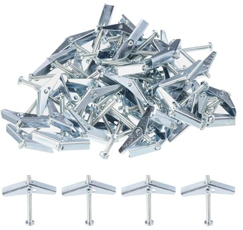 QUARKZMAN 50pz Molla Levetta Bullone Ancoraggi 3/16x2 Farfalla Ancore Maschio Filettatura Molla Caricato Cavo Muro Rotondo Testa Levetta Bullone