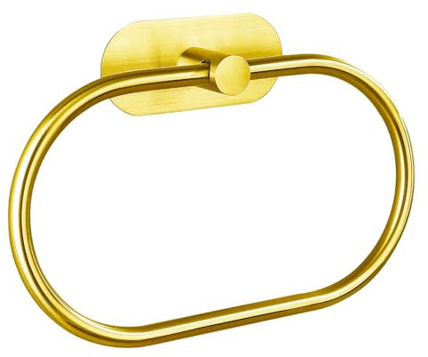 EOLAX Anello Porta Asciugamani da Bagno, Anello Porta Asciugamani Autoadesivo da Parete, senza Perforazione, Accessorio da Bagno, Supporto Porta Asciugamani da Parete in Stile Moderno, Oro