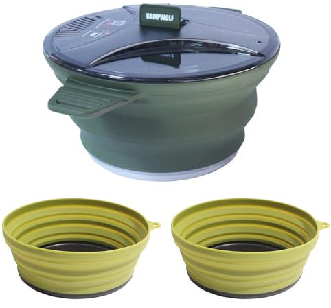 CAMPWOLF Collapsible Camping Cookware Mess Kit for Backpacking Gear,Portable Camping Pot and Bowls Set,Camp Kitchen Equipment Accessories (3)