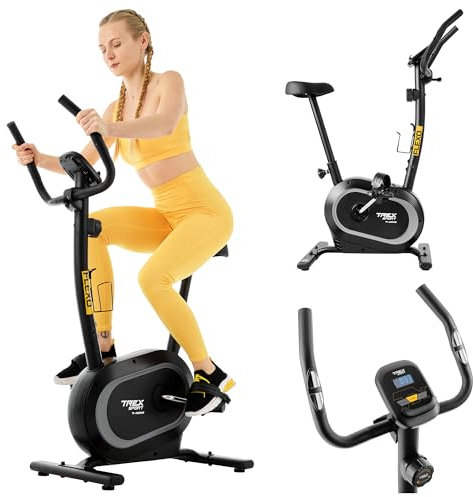 TREX SPORT Heimtrainer Fahrrad TX-450MB FLEXO | Hometrainer Fahrrad |Pulssensoren, extrem leises Magnetbremssystem mit 10 Widerstandsstufen, 8 Sitzhöhen, 120 kg belastbar (BLACK NIGHT)