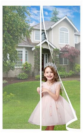 Zanzariera Magnetica Per Porta 250x235cm e Porte Finestre,Anti-zanzara,Rete Resistente,Superfine,Trasparente,Facile da Installare,Senza Forare,Chiusura Magnetica,Completo di Gancio Bianco