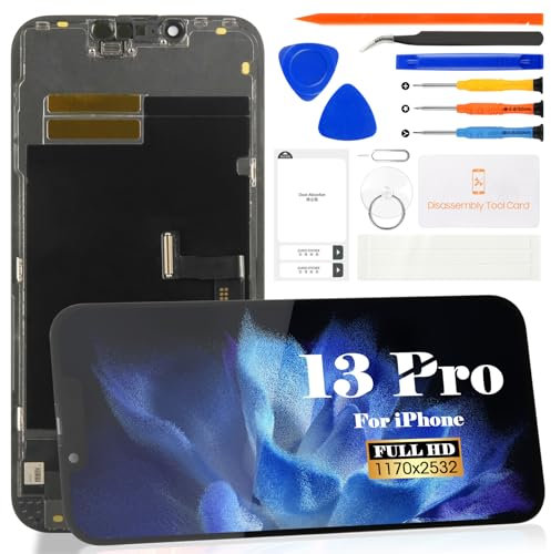OLED LCD-Digitizer für iPhone 13 Pro, 15,5 cm (6,1 Zoll), für iPhone 13 Pro A2483, A2636, A2638, A2639, A2640, LCD-Digitalisierer (Schwarz, ohne Rahmen)