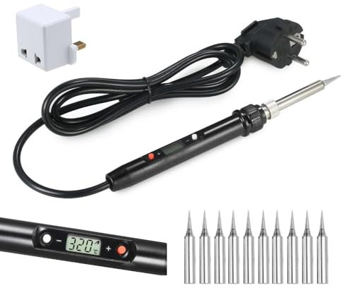 Professional 80W Digital LCD Adjustable Temperature 180-480°C Soldering Iron Kit + 10 Replacement Tips Fast Ceramic Heater Solder Station Tool