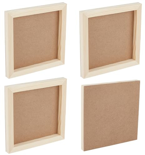 OLYCRAFT 4 Stück Unbehandelte Holzleinwand 15x15 cm Quadratische Holzplatte 14 mm Dick Blanke Holzleinwand Holzleinwandplatten Holzplatten Holzplatte Für Tischdisplays DIY-Malerei Bastelprojekte