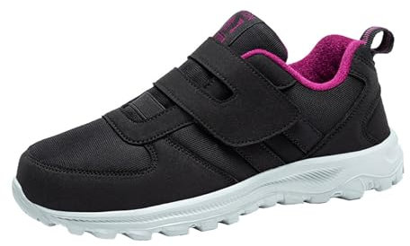 MONDEX Diabetiker Schuhe Damen Extra Weit Bequem Walkingschuhe Slip-on Orthopädische rutschfeste Sneakers für Geschwollene Füße,Schwarz,38