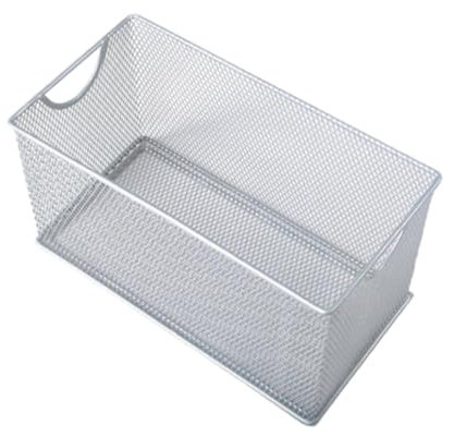 KESOTO CD Storage Box Mesh Open Storage Bin, Countertop Basket, Metal Mesh Basket for Garage, Silver