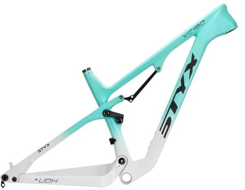 KLYso 29er Full Suspension Rahmen 17'' Carbon Enduro Softtail Fahrrad Rahmen DH/AM/XC 148mm Steckachse Boost Rahmen Disc Bremse Downhill Mountainbike Rahmen(Groen)