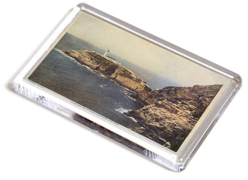 FRIDGE MAGNET - Vintage Wales - Cliffs and South Stack Lighthouse, Holyhead (2c)