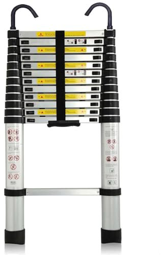 Generic Telescopic Extendable Ladder 5M Telescopic with Roof Hooks EN131 Standard 16.5ft