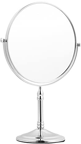 PAMINGONO Silberner Tisch-kosmetikspiegel Mit Doppelseitigem Design Eine Seite Andere Vergrößert Schwenkbar Für Jeden Winkel Klar Und Verzerrungsfrei Für Make-up Rasieren Und Mehr