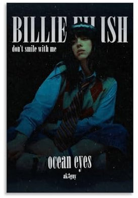 Tarouse Billie Poster Eilish Vintage Musikcover Musikposter für Zimmer, ästhetische Leinwand, Wandkunst, Schlafzimmerdekoration, 30 x 45 cm