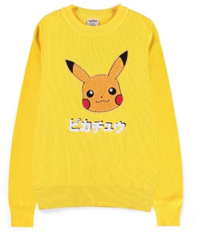 Pokémon Pikachu Unisex Strickpullover gelb Fan-Merch, Gaming, Pikachu