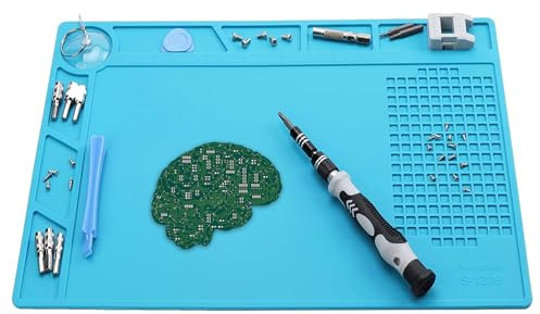 Magnetische Lötmatte, Reparatur und Lötmatte Silikon, Lötmatte, Lötmatte Silikon 500℃ Hitzebeständige, 34x23cm Lötarbeitsmatte mit Skala und Schraubenposition zum Löten, für Lötpistolen