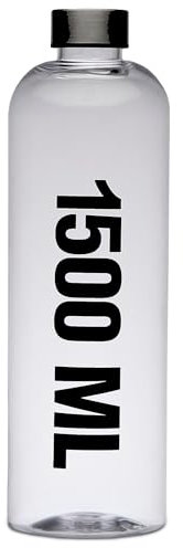 TIENDA EURASIA – Botella para Agua de 1500 ml | Tapa Roscada en Acero Inoxidable | Material: Poliestireno | Botella para Bebidas | Gran Capacidad | Libre de BPA (Transparente)